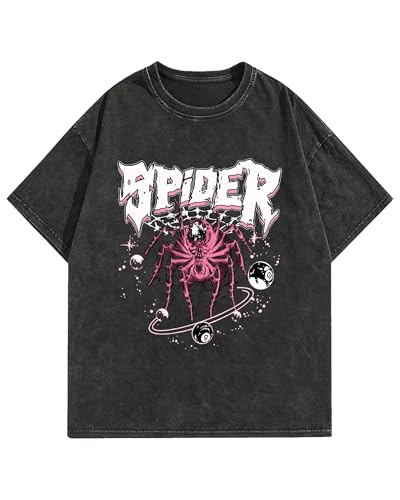 Graphic Tees Streetwear Tshirts Vintage Unisex Cotton Acid Washed Oversized T-Shirts Summer Clothes Tops for Men Women