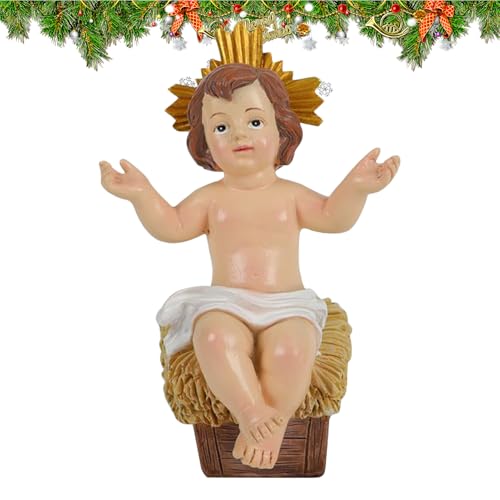 Figura de niño Jesús Mini Belén | Escultura de Belén de Resina de Escritorio - Decoraciones de Belén Católica Estatua Adorno Miniatura para Mesa de Navidad, Hogar, Oficina, Iglesia, Vacaciones