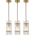 Gold Crystal Pendant Light for Kitchen Island,Luxury Mini Water Ripple Glass Chandelier Lights Fixture, Modern round Adjustable Hanging Pendant Lighting for Dining Room Bedroom Hallway (3-Pack)