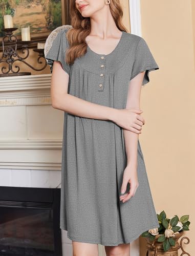 Image of Ekouaer House Dress for Women with Pockets Short Sleeve Moo Moos Plus Size Nightgowns Floral Print Mumu Dresses
