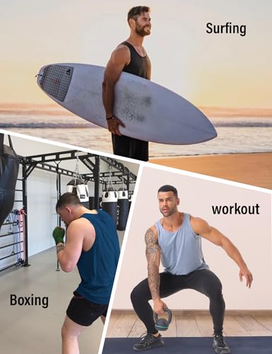 Hovsiyla 5 Pack Mens Running Sport Tank Tops Dry Fit Gym Wicking Athletic Mesh Breathable Cool Workout Sleeveless Shirts Black/Navy Blue/Azure/Grey/Army Green Large thumb #6