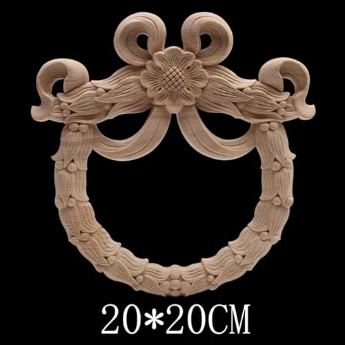 Flor tallada en madera maciza Dongyang de 20x20 cm para decorar puertas redondas 3