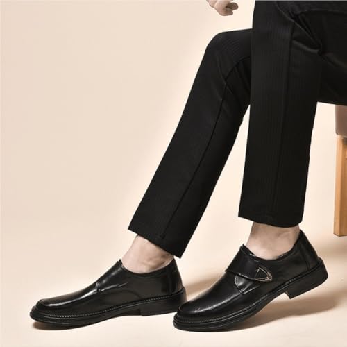 Men Leather Oxford Dress Shoes Slip On Pointed Toe Wedding Party Formal Fashion Comfortable(8) Black3