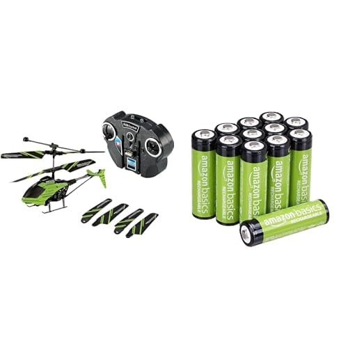 Hélicoptère RC Revell Streak de 15cm phosphorescent et 12 piles rechargeables AA Amazon Basics