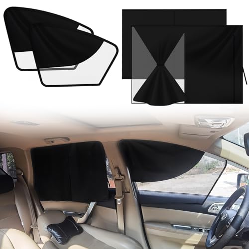 ytorgr 4 Stück Sonnenschutz Auto,Magnetischer Auto-Seitenfenster-Sonnenschutz Sichtschutz Fenster Verdunkelung Windschutzscheibe Universelle für UV Schutz Hitzeschutz