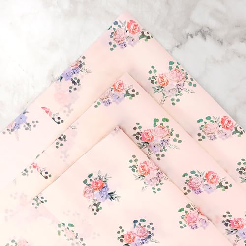 Hi Sasara 60 Folhas de Papel de Seda Floral Rosa A Granel, 14x20