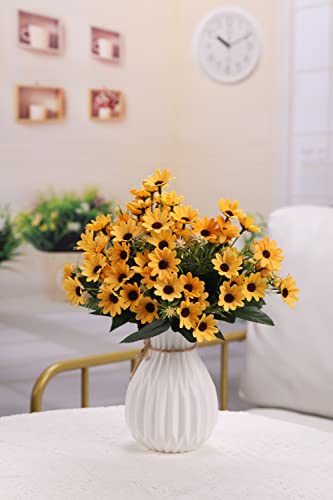 Joanwe 5 Bundles Yellw Flowers Artificial Fake Daisy Flowers For Home Decor And Outside Diy Garden Decor #TOP3