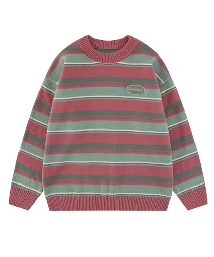 Striped Sweater for Women Vintage Unisex Y2k Oversized Sweaters Crewneck Long Sleeve Pullover