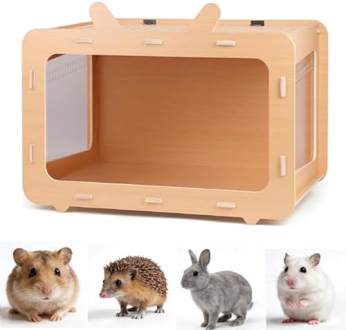 MUYIRTED Wooden Hamster Cage, Visible Large Rat Cage With Lid, Small ...