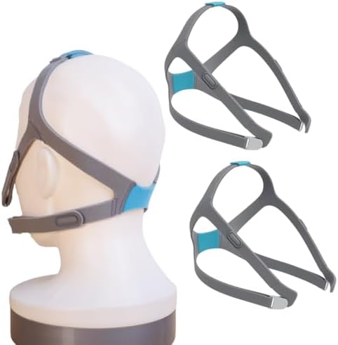 Snugell Headgear Replacement for CPAP Masks, 2-Pack - Compatible with ResMed AirFit F30 - Elastic Nylon - Blue & Grey - Includes Clips