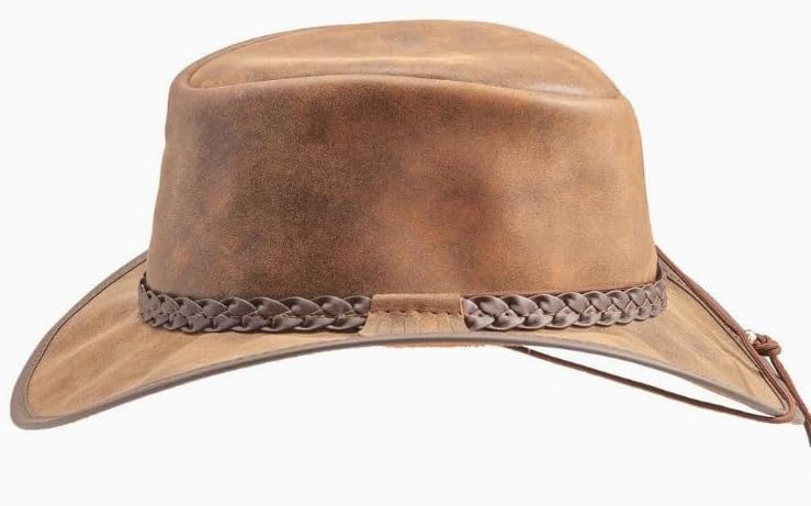 American Hat Makers Crusher Leather Cowboy Hat | Premium Crushable Outback Hat | Handcrafted & Durable for Travel - Image 5