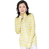 [FELLOW] フェロー ラッシュガード フードなし レディース スタンドカラー ジップ スタンド衿 長袖 UVカット UPF50 + イエローボーダー Sサイズ