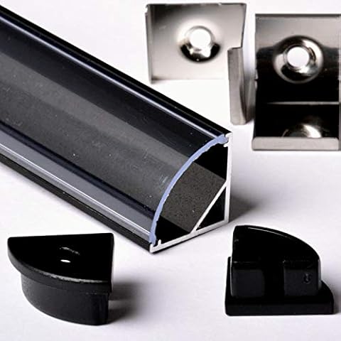 Aftertech® 2m 2m 1616N 16x16mm ALUMINIUM PROFIL RUNDE ECKE FÜR STRIP LED STRIP RIGID BAR 2m + ABDECKUNG Cover