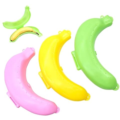 LTHERMELK 3 Pcs Cute Banana Cases, Different Colors Banana Saver Portable Banana Box Holder Case Lunch Container Storage for School, Office, Picnic and Outdoor Travel Cover