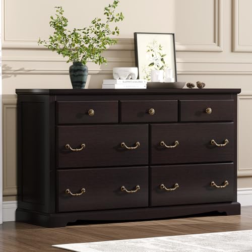LUXOAK Farmhouse 7 Chest of Drawers for Bedroom, 54