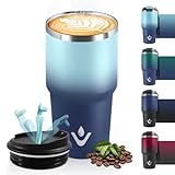 HoneyHolly Termo Cafe 600 ML, Reutilizables, Vaso Termico Cafe Antigoteo para Coche, Acero Inoxidable 304, Taza Termica Para Llevar, Termo Café Hermético para Café Frío y Caliente, Leche y Té