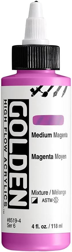 GOLDEN High Flow Acrylics, Medium Magenta, 4 fl. oz. / 118 ml Bottle