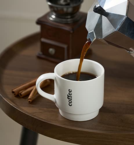 Lauchuh Coffee Mugs Set Of 4, 15 Ounce Stackable Coffee Mugs With Rack Large Coffee Cup Ceramic Dishwasher Microwave Safe For Coffee, Tea, Cocoa, Milk, Father Day Gifts, Matte White #TOP4