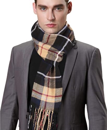 Soft Cashmere Feel Winter Scarf Women and Men Classic Plaid Scarf