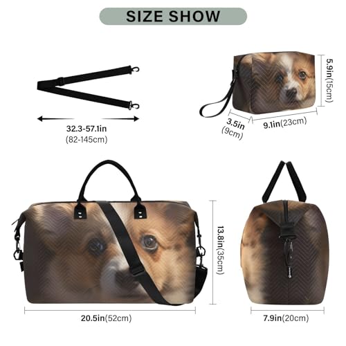 Large Travel Duffel Bag, Beautiful Puppy Sports Tote Gym Bag, Shoulder Weekender Overnight Bag for Women Men, Carry On Luggage with Toiletry Bags3