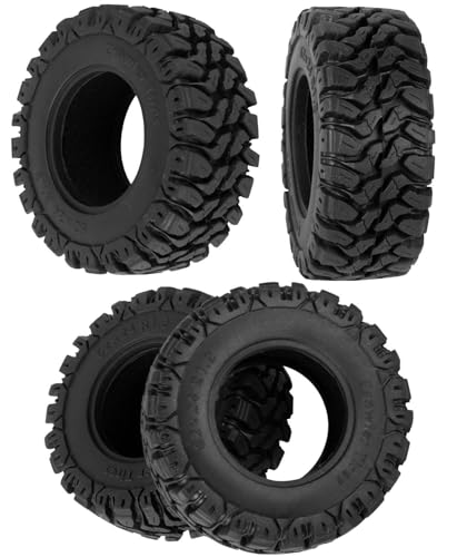 RCMYou RC 1.2in Tires Rubber TiresFetal ski for 1/18 TRX4M;1/24 SCX24 FCX24 AX24 FCX18 RC Crawler Car,RC 1.2 Tires Soft Sticky Rubber Tires(Black-B)