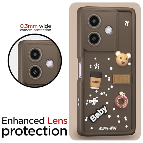 Image of Pikkme Bumper Case for Oppo A3x 5G / A3x 4G / A3 5G | Cute Fun Cartoon 3D Bear Silicone Full Body Protection Back Cover (Brown)
