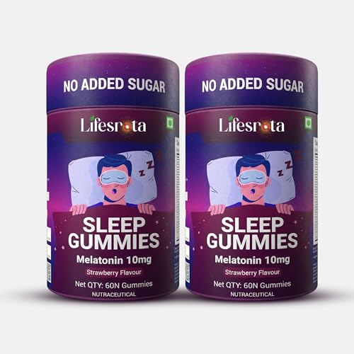 Image of 10mg Melatonin Sleep Support Gummies for Deep Sleep, Relaxation & Calmness - 60 Sleep Gummies for Men and Women - Sugar Free & Non-Hobbit Forming - Strawberry Flavour (Pack of 2)