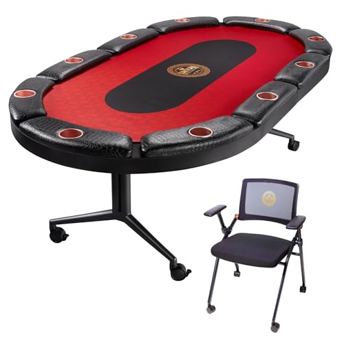 Triton Premium Foldable Poker Table with 10 Chairs - Soft-Padded