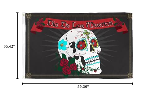UNK 3'x5' Dia de Los Muretos Day of The Dead Sugar Skull Flag Mexico Mexican Catholic