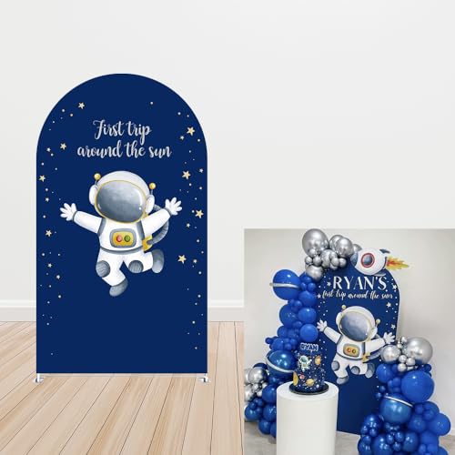 uiuyfrr Astronaut Boys Birthday Party Arch Backdrop Cover Arches Stand Stretchy Cover Space Universe Trip Around The Sun Baby Shower Decorations Prop (2.6X6ft,3236)