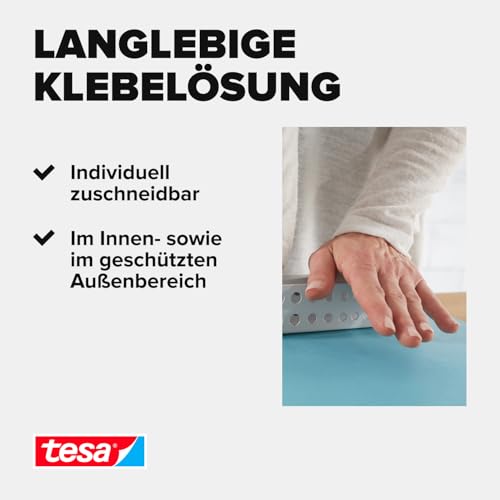 tesa Powerbond ULTRA STRONG - Doppelseitiges, extra starkes Montageband zur permanenten Befestigung im Außen- und Innenbereich - 1,5 m