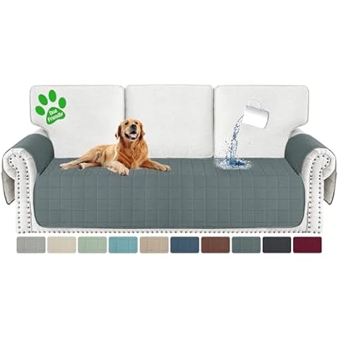 MAXIJIN Waterproof Couch Cover for Dogs Washable, Sofa Seat Cover for 3 Cushion Couch with Side Pockets, Non-Slip Dog Couch Cover Protector Furniture Cover for Pet Kids (Sofa, Dark Gray) Cover