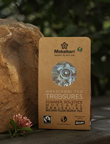 Image of Makaibari Summer Solstice Muscatel Loose Leaf Black Tea 100g (3.52oz) Pack | Pure Unblended Organic Darjeeling Second Flush Black Tea, Delightfully Rich Flavor & Aroma, Second Flush Harvest | 50 Cups