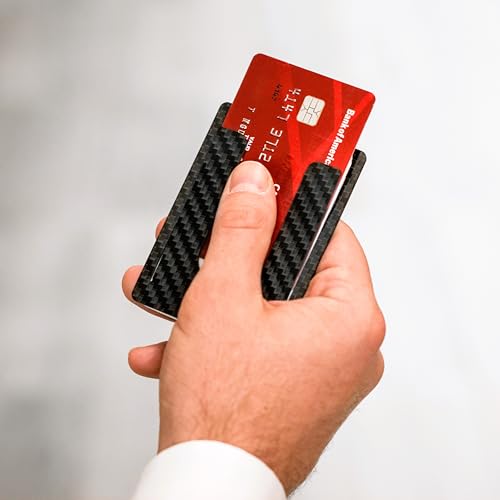 WYN Carbon Fiber Wallet | World's Slimmest Wallet at 1.3mm | Luxury Minimalist Card Holder | Holds Up to 12 Cards & 8 Bills | Quick Card Access & Water-Resistant Design (Black Carbon Fiber)4