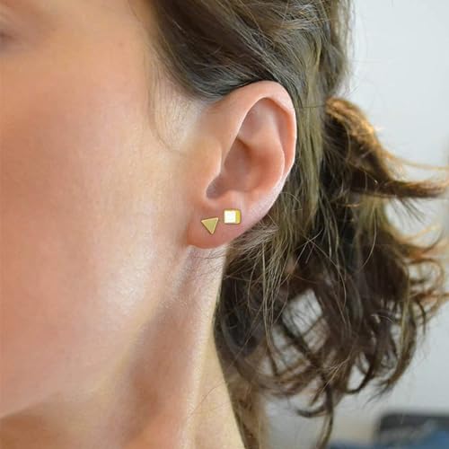 Flat Back Stud Earrings for Women Simple Tiny Circle Triangle Square Bar Stud Earrings Mini Cartilage Tragus Earring Jewelry Gifts4