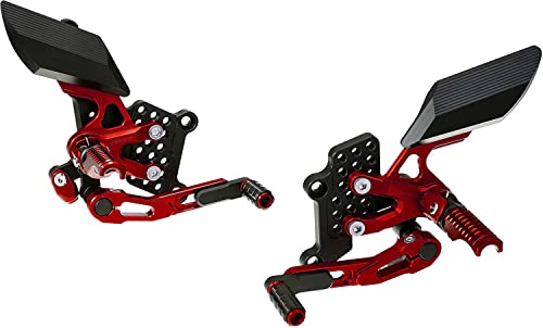 BIKERS バックステップ YZF-R25 MT-25 アルミ 9ポジション 可倒式フットレスト レッド BK-Y185-RED