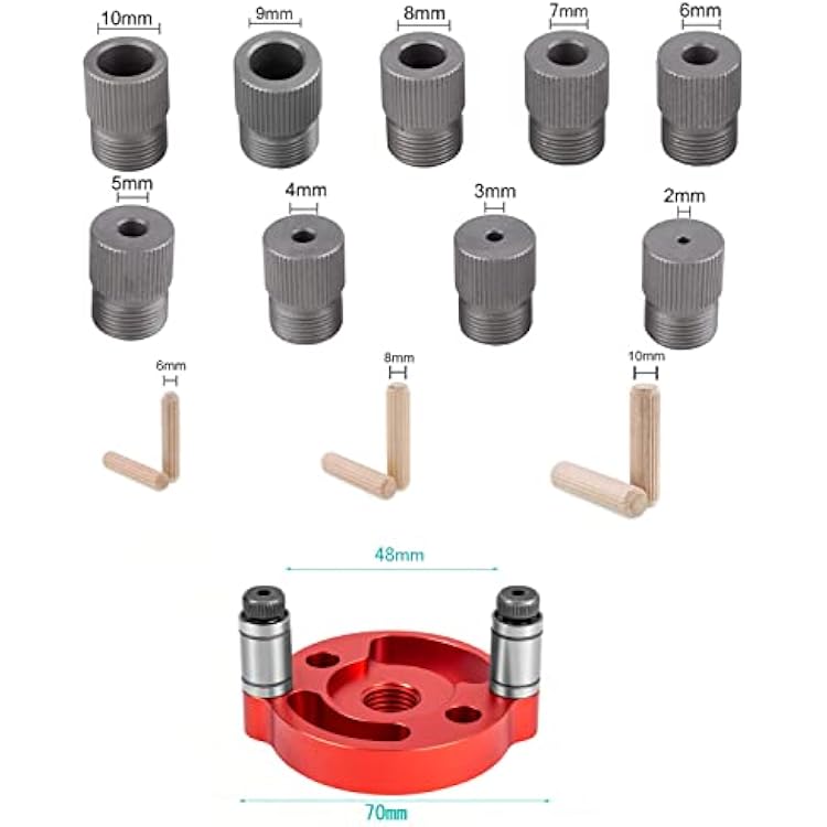 Self Centering Doweling Jig, Dowel Drill Guide 2/3/4/5/6/7/8/9/10mm Handheld Drill Guide for Straight Holes Wood Panel Hole Puncher Locator