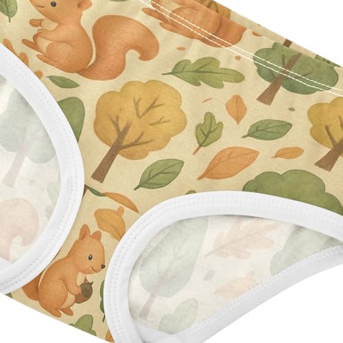 Joisal Cute Squirrels Beige Panties Little Girl Toddler Girls Underwear Cotton Colorful Kids Undies Briefs 2t4