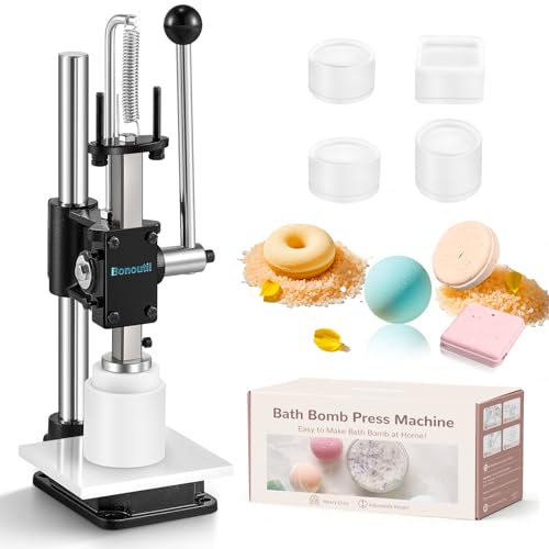 Bonoutil Bath Bomb Press Machine-Heavy Duty Bath Bomb Machine with 4 Molds Set Adjustable Height DIY Soap Press