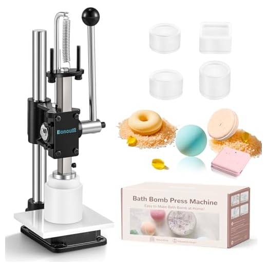 Bonoutil Bath Bomb Press Machine-Heavy Duty Bath Bomb Machine with 4 Molds Set Adjustable Height DIY Soap Press
