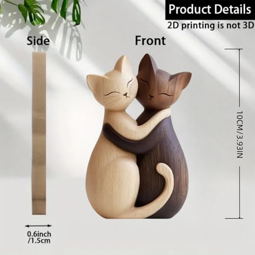 Vziguhk 猫の置物 家庭装飾 | 二次元平面 かわいい 木製 テーブル飾り | 猫カップル装飾 | クリスマス 結婚式 家庭 ハロウィン 誕生日 女友達 女性 妻 向け [5]