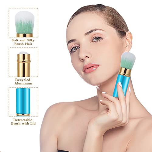 Falliny Pincel de maquiagem retrátil Kabuki, mini pincel de blush facial de viagem, pincel de proteç