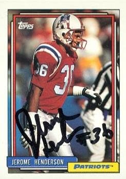 Autograph 120077 New England Patriots 1992 Topps No. 198 Jerome Henderson Autographed Football Card
