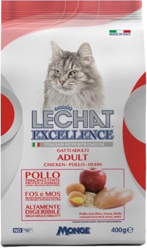 Excellence Croccantini, Crocchette per Gatto, Pollo con Riso, Uova, Mela, Altamente Digeribile, Pack 5 Confezioni x 400 Gr