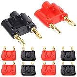 Uonlytech Conectores Banana de 4 MM Chapados en Oro Doble Extremo 10 Unidades Tornillos Multicolor para Conexión en Sistemas de Sonido y Amplificadores