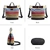 CORIOS Damen Handtasche Canvas Schultertasche Tasche Multi-Color Streifen Vintage Umhängetasche Henkeltaschen Große Kapazität Tote Beutel Tragetasche für Schule Arbeit Reise Shopper Mehrfarbig #5