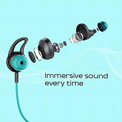 Image of STYLIZE Neckband With Cooper Speaker, C Type Charging, Lightweight, Extra Bass Crystal Sound, 300mAh, BT 5.1, 250H Standby,8H Playtime,Sweat &Water Resistance,Lightweight,Clear Voice(Green)