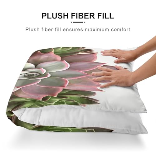 Housse de coussin long motif plante succulente pour lit et canapé