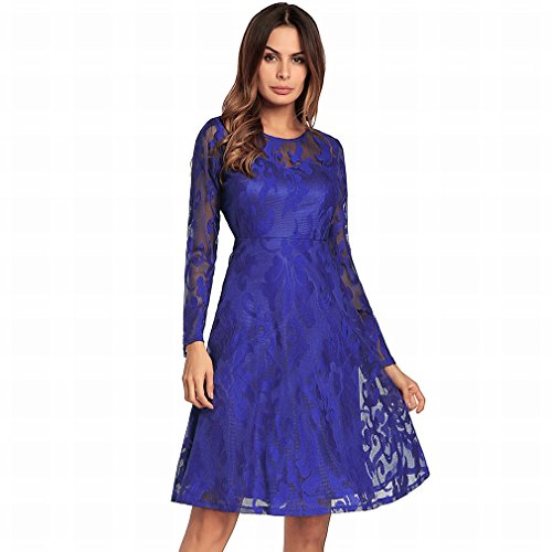 Robe en dentelle bleue GUO jupe d'été respirante et doublée
