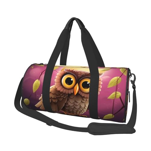 Sac de sport en toile imprimé hibou au design original et mixte noir